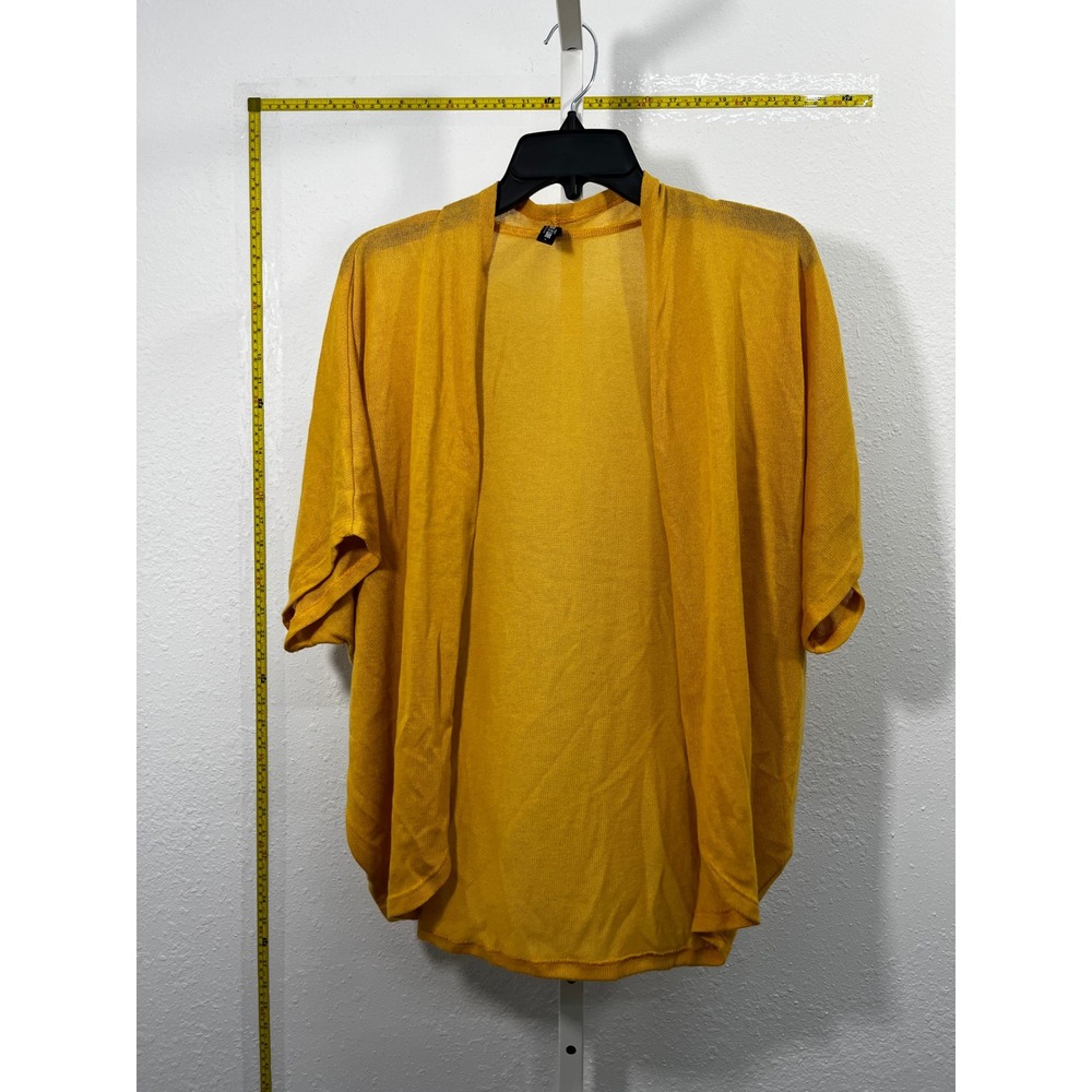 Lock and Love Mustard Yellow Open Front Sheer Knit Dolman Cardigan Large